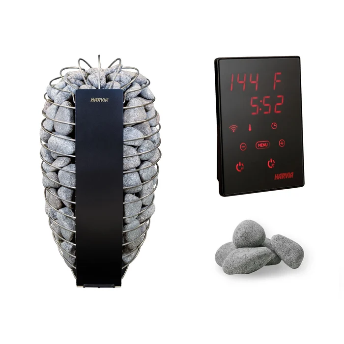Harvia Spirit complete sauna heater package with WiFi controls and stones